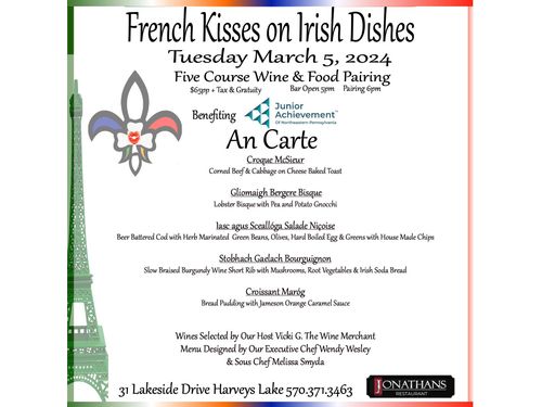 French Kisses on Irish Dishes menu