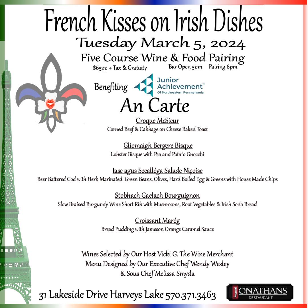 Fundraiser: French Kisses on Irish Dishes